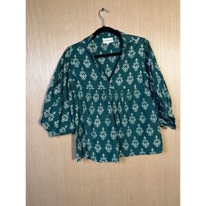 Sohana $158 abstract‎ puff short sleeve boho blouse
